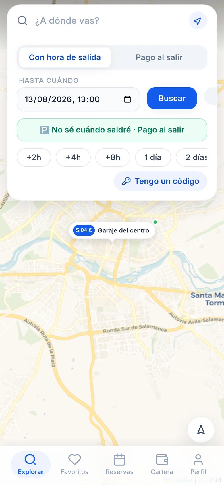 App de FlexPark: buscar garaje y elegir hasta cuándo se necesita la plaza