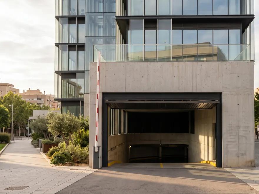 Entrada al aparcamiento de un edificio de oficinas